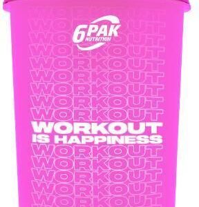 6Pak Nutrition Shaker Workout Is Happiness Neon Pink 700Ml Różowy