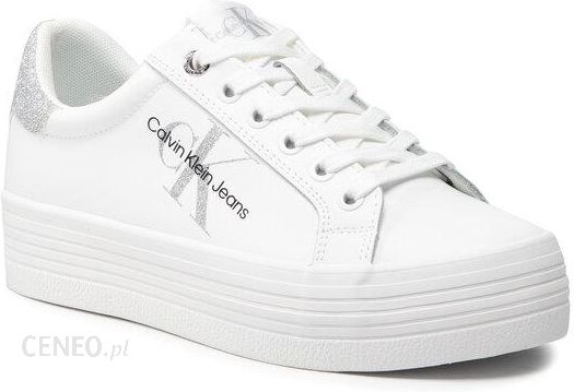 Calvin Klein Jeans Sneakersy Vulcanized Flatform Sneaker Mono YW0YW00601 Biały