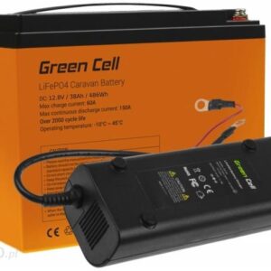 GREEN CELL AKUMULATOR LITOWO-ŻELAZOWO-FOSFORANOWY LIFEPO4 12.8V 38AH Z ŁADOWARKĄ 8A DO PANELI SOLARNYCH