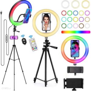 Lampa pierścieniowa LED Ring Light Selfie RGB Pro XL + pilot + statyw 130cm