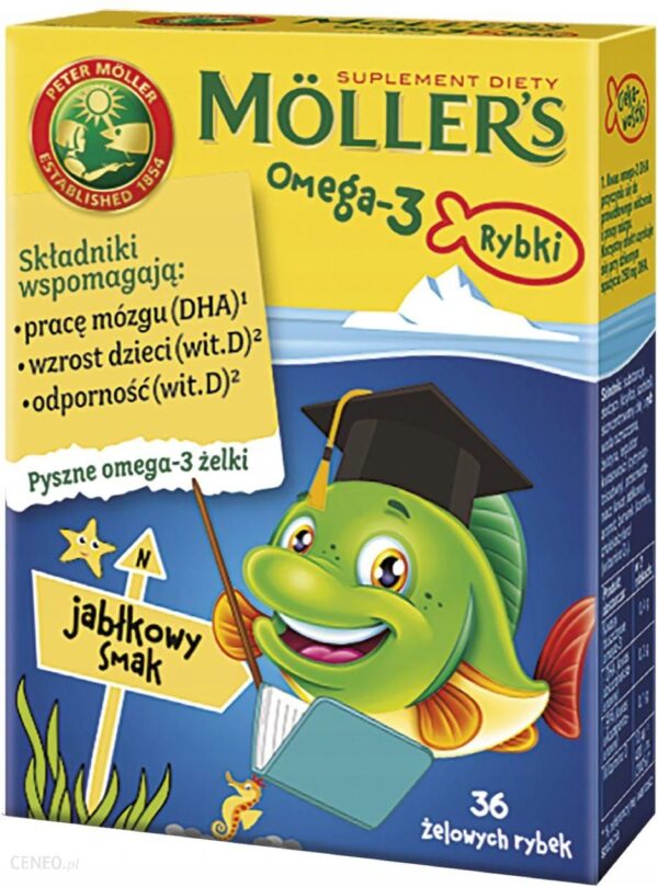 MOLLERS Omega-3 Rybki - żelowe rybki o smaku jabłkowym