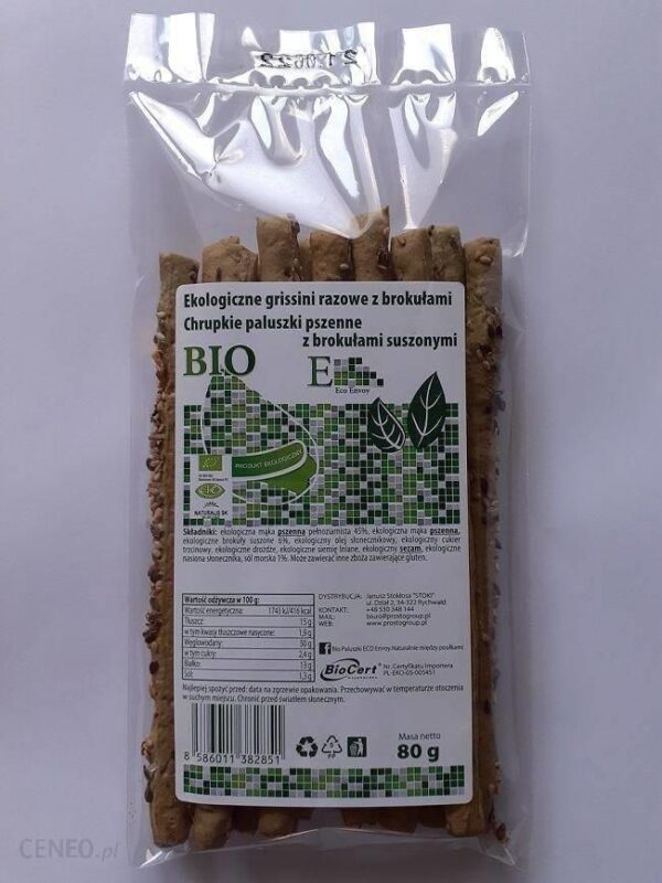 Paluszki Bio Chlebowe Razowe grissini Z Brokułami 80g